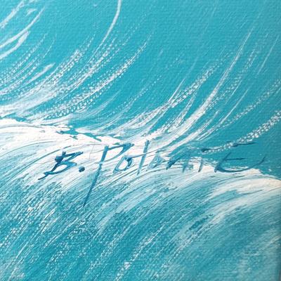 LOT 48: Painting of a Ship by Shirley Collins with Seascape Oil Painting by B. Potõaie