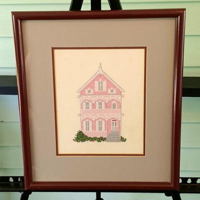 LOT 49: Painting of a Cardinal by Candy with Textile Art & Framed Embroidery
