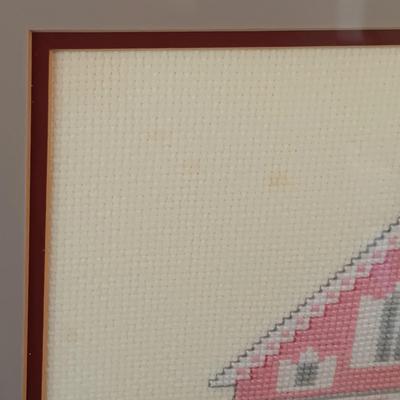 LOT 49: Painting of a Cardinal by Candy with Textile Art & Framed Embroidery