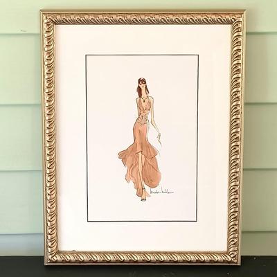 LOT 50: Framed Life Magazine Cover Featuring Greta Garbo with Nicole Miller Fashion Print