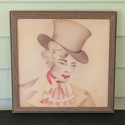 LOT 51: Painting of a Courtyard by Murphy, Lithographs of Victorian Man and Woman & Painting of a Rococo-Style Couple by L.H. Jones