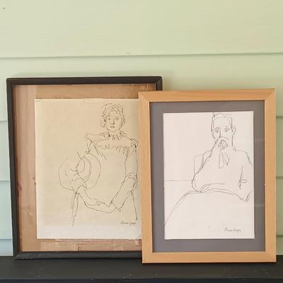 LOT 52: Pair of Framed Life Drawings by George Cheety