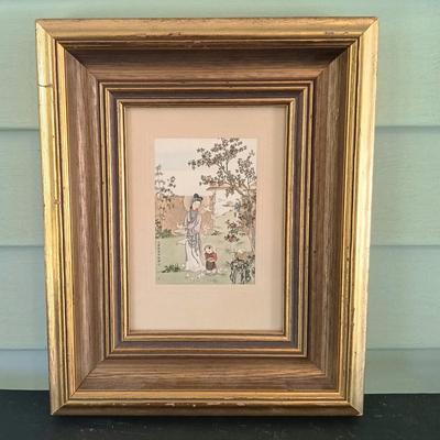 LOT 136: 'Madonna of the Doves' Print on Textile by Lu-Hung-Nien, 3 Ink Prints on Paper & Oil Painting of a Woman by C. Ming
