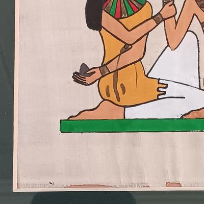 LOT 137: Isis Papyrus Exhibition Painting on Papyrus with COA, Signed Painting of Queen Nefertiti's Tomb on Papyrus & More
