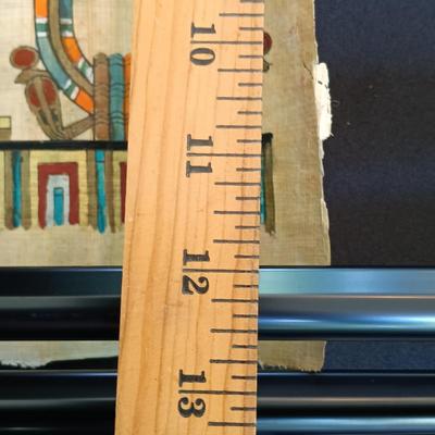 LOT 137: Isis Papyrus Exhibition Painting on Papyrus with COA, Signed Painting of Queen Nefertiti's Tomb on Papyrus & More