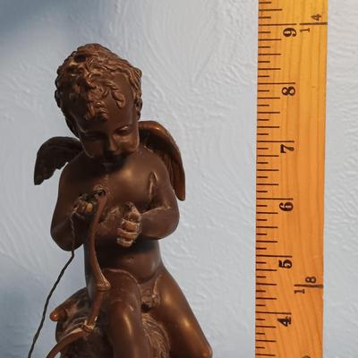 LOT 143: Signed Auguste Moreau Bronze Sculpture of Cupid on a Marble Base