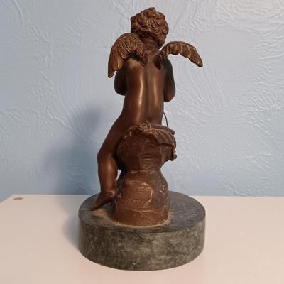 LOT 143: Signed Auguste Moreau Bronze Sculpture of Cupid on a Marble Base