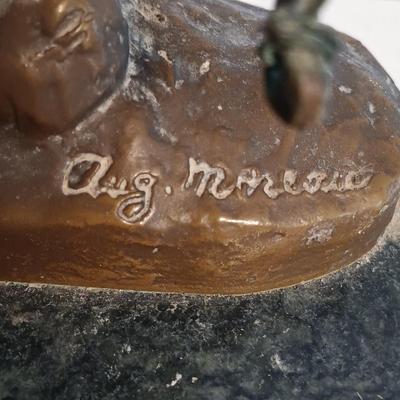 LOT 143: Signed Auguste Moreau Bronze Sculpture of Cupid on a Marble Base