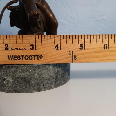LOT 143: Signed Auguste Moreau Bronze Sculpture of Cupid on a Marble Base