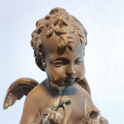 LOT 143: Signed Auguste Moreau Bronze Sculpture of Cupid on a Marble Base