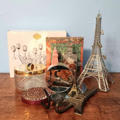 LOT 145: Little Parlor Collection- Godinger Shannon Crystal Tic-Tac-Toe Set, Wedgwood Arris Desk Clock, Liz Taylor Diamonds and Rubies...