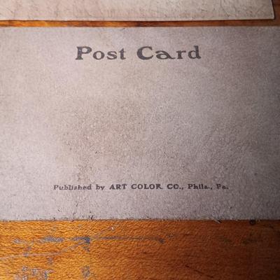 LOT 147: Early 20th Century Leather Postcards, Vintage Lowell Sigmund Brass Postcard, Kopper Kard Copper Postcards & Wood Postcard