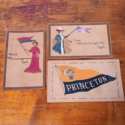 LOT 147: Early 20th Century Leather Postcards, Vintage Lowell Sigmund Brass Postcard, Kopper Kard Copper Postcards & Wood Postcard