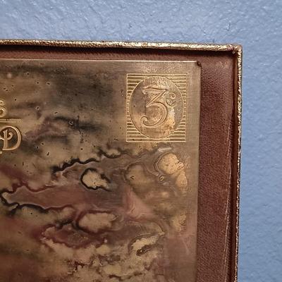 LOT 147: Early 20th Century Leather Postcards, Vintage Lowell Sigmund Brass Postcard, Kopper Kard Copper Postcards & Wood Postcard