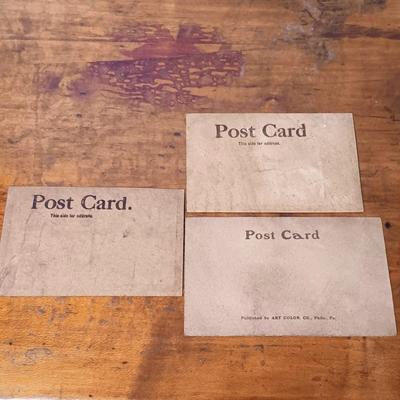 LOT 147: Early 20th Century Leather Postcards, Vintage Lowell Sigmund Brass Postcard, Kopper Kard Copper Postcards & Wood Postcard
