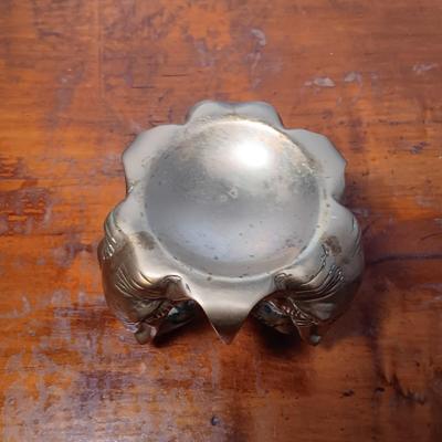 LOT 148: Vintage Controlled Bubble Art Glass Paperweight with Brass Elephant Base / Incense Burner
