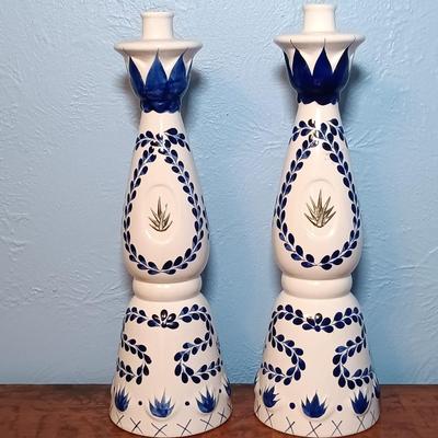 LOT 150: Set of (2) Small Porcelain Ginger Jars, Jehvani Porcelain and Brass Candlestick Holder, Formalities by Braum Bottle & More