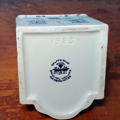 LOT 151: Delft Blue Distel House Ashtray, Delft Toothpicker Holder, Delft Bottle Made for Bols Royal Distilleries & More