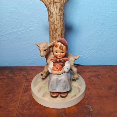 LOT 154: Hummel Goebel Apple Tree Boy and Good Friends Table Lamps with Collectible Plate & Book