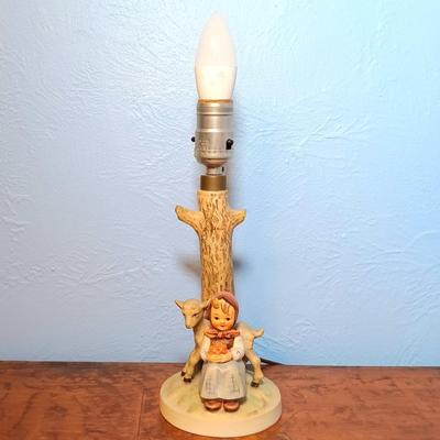 LOT 154: Hummel Goebel Apple Tree Boy and Good Friends Table Lamps with Collectible Plate & Book