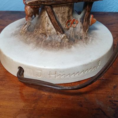 LOT 154: Hummel Goebel Apple Tree Boy and Good Friends Table Lamps with Collectible Plate & Book