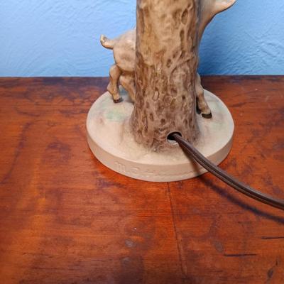 LOT 154: Hummel Goebel Apple Tree Boy and Good Friends Table Lamps with Collectible Plate & Book