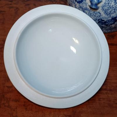 LOT 155: Chinese Blue and Porcelain Lidded Rice Jar