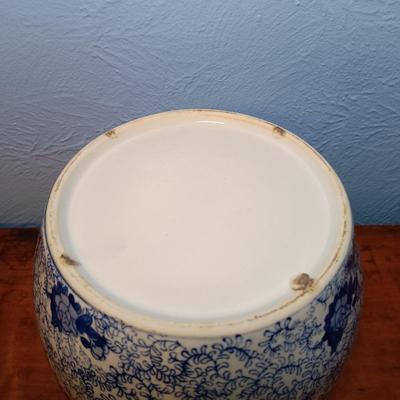 LOT 155: Chinese Blue and Porcelain Lidded Rice Jar