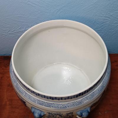 LOT 155: Chinese Blue and Porcelain Lidded Rice Jar