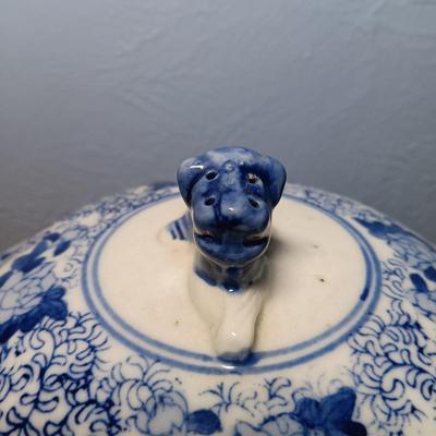 LOT 155: Chinese Blue and Porcelain Lidded Rice Jar