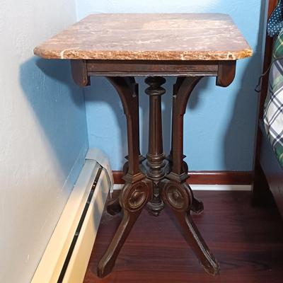 LOT 156: Antique Pink Marble Lamp Table