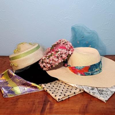LOT 158: Vintage Hats and Scarves- Derby, E. Chard Doerr, Ellen Tracy & More