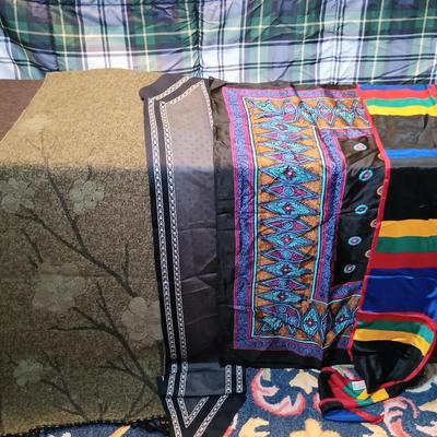 LOT 159: Vintage Scarves with Hat Boxes and Shoe Bench