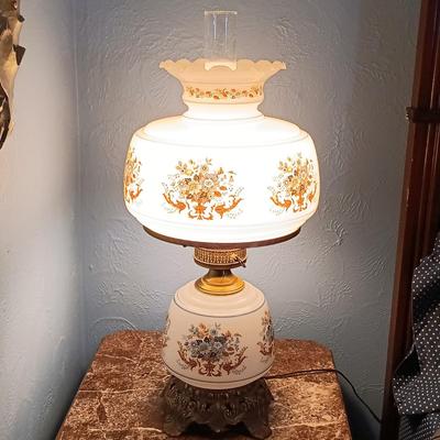 LOT 160: Vintage Quoizel Gone with the Wind Style Hurricane Lamp