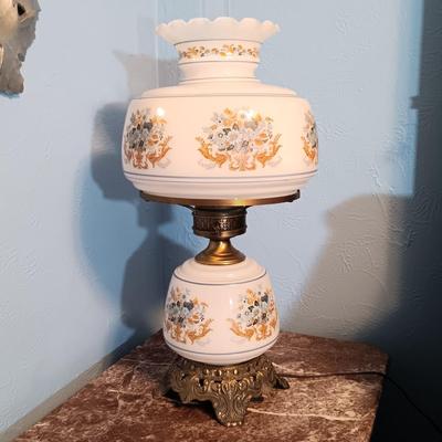 LOT 160: Vintage Quoizel Gone with the Wind Style Hurricane Lamp
