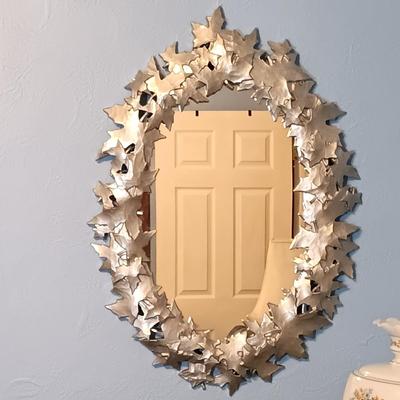 LOT 161: Vintage 1977 Art Inc. Plastic Maple Leaf Frame Mirror