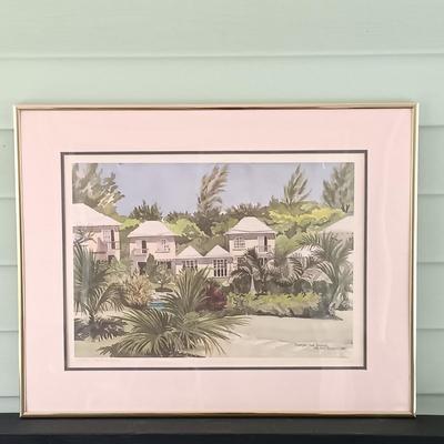 LOT 162: Signed and Numbered Jill Amos Raine Watercolor of St. George's Club, Bermuda