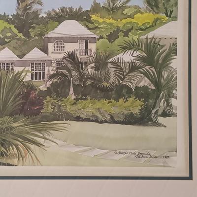 LOT 162: Signed and Numbered Jill Amos Raine Watercolor of St. George's Club, Bermuda