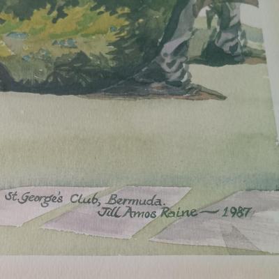 LOT 162: Signed and Numbered Jill Amos Raine Watercolor of St. George's Club, Bermuda
