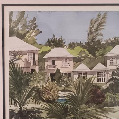 LOT 162: Signed and Numbered Jill Amos Raine Watercolor of St. George's Club, Bermuda