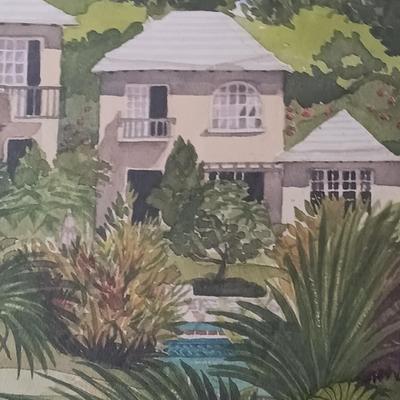 LOT 162: Signed and Numbered Jill Amos Raine Watercolor of St. George's Club, Bermuda