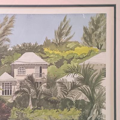LOT 162: Signed and Numbered Jill Amos Raine Watercolor of St. George's Club, Bermuda