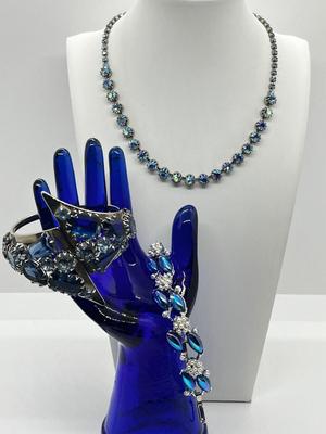 LOT 232J: Assorted Blue and Silvertone Costume Jewelry