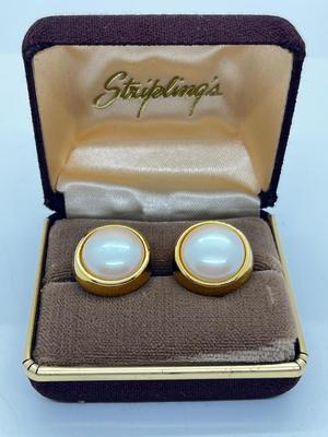 LOT 235J: 1981 Givenchy Faux Pearl and Goldtone Pierced Earrings