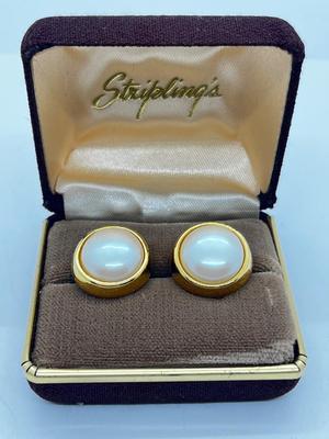 LOT 235J: 1981 Givenchy Faux Pearl and Goldtone Pierced Earrings