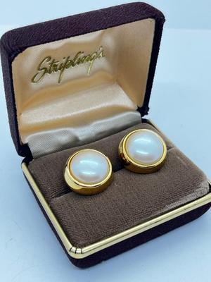 LOT 235J: 1981 Givenchy Faux Pearl and Goldtone Pierced Earrings