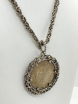 LOT 236J: Sterling Coin Pendant and Chain - 88.4 GTW