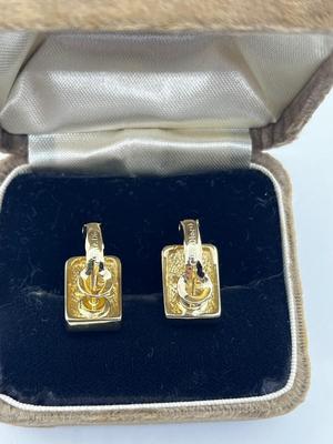 LOT 245J: Magnificent Vintage Christian Dior Goldtone and Cubic Zirconia Pierced Earrings