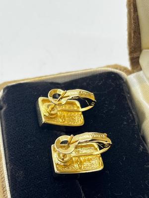 LOT 245J: Magnificent Vintage Christian Dior Goldtone and Cubic Zirconia Pierced Earrings