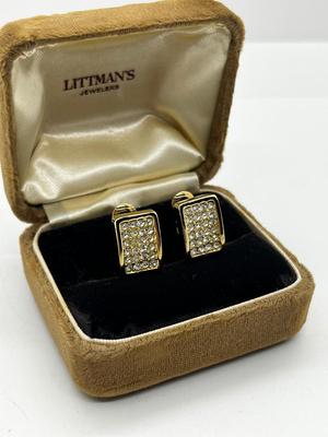 LOT 245J: Magnificent Vintage Christian Dior Goldtone and Cubic Zirconia Pierced Earrings